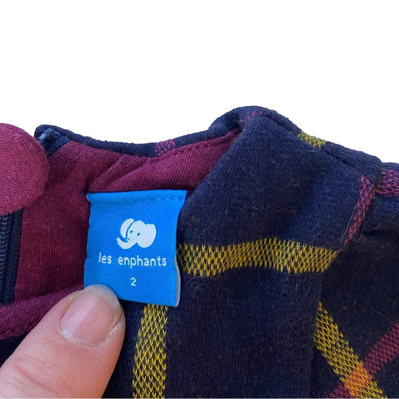 Les enphants tartan navy purple 2 year old party dress - Picture 4 of 5